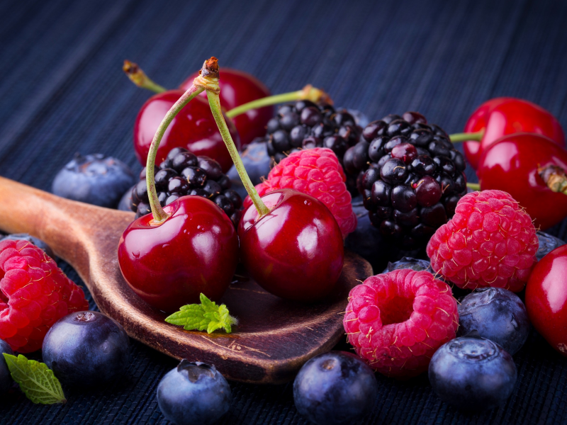 ягоды, малина, berries, fresh, черешня, ежевика, черника