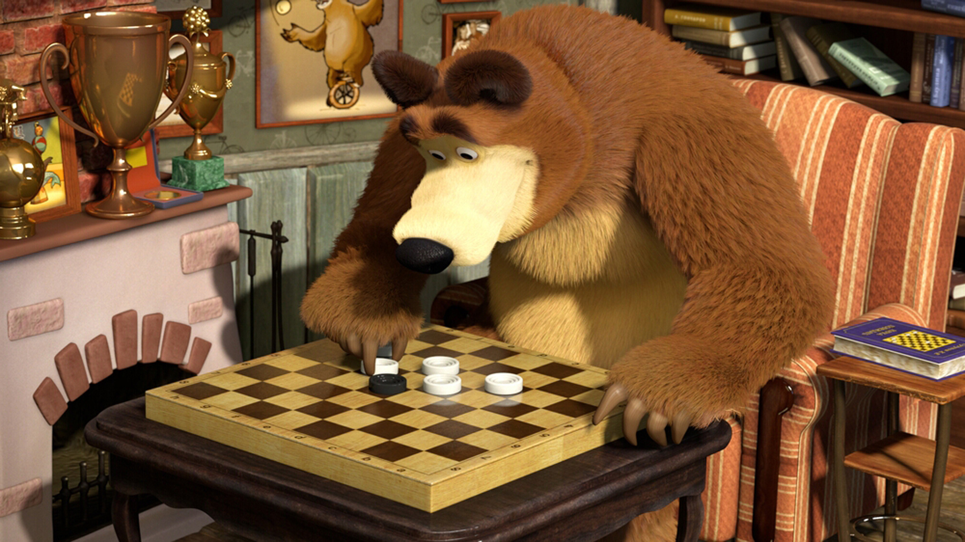 маша и медведь, мультфильм, шахматы, медведь