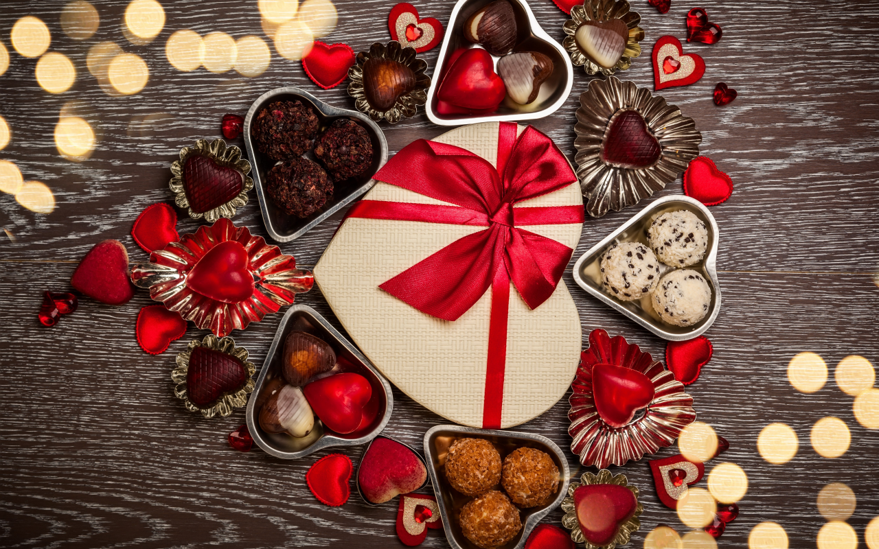 день святого валентина, сладости, конфеты, шоколад, доски, сердце
