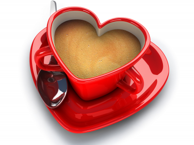 день святого валентина, чашка, кофе, сердце
