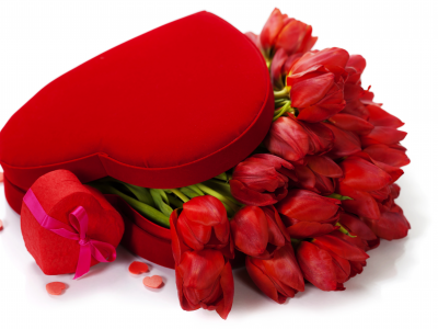 день святого валентина, тюльпаны, много, сердце, красный