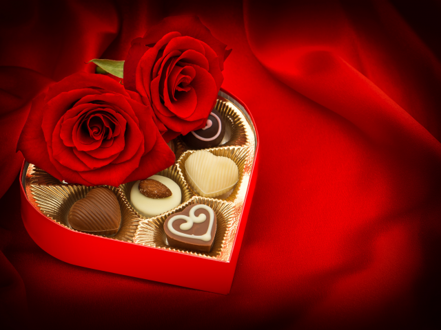 день святого валентина, розы, шоколад, конфеты