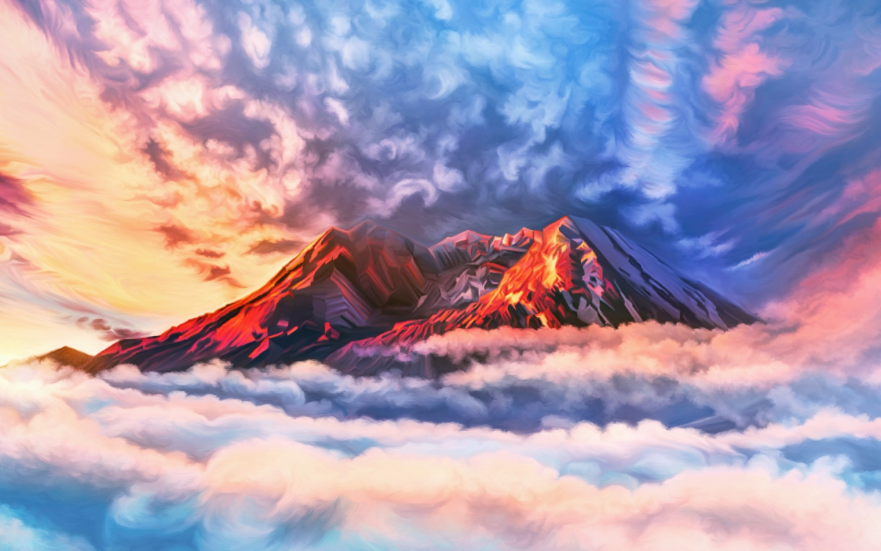 закат, облака, горы, by exobiology