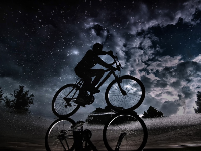 велосипедист, ночь