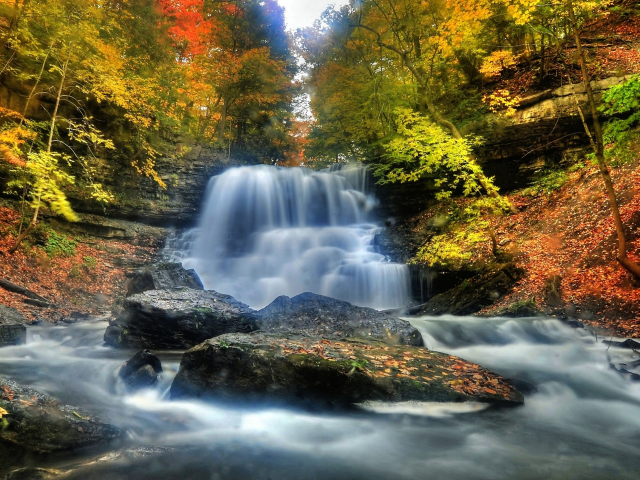 осень, леса, водопады, реки