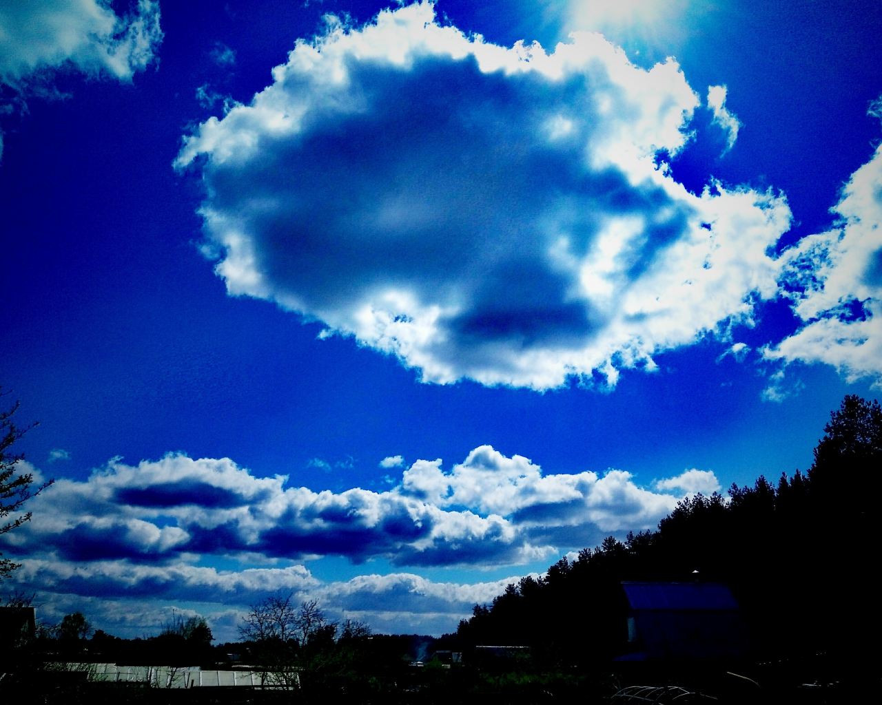 облака, природа, небо, голубой