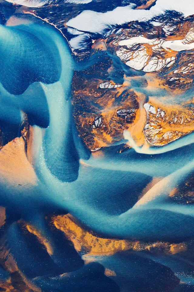 песок, природа, грязь, исландия, потоки, реки, вид сверху, аэрофотосъёмка