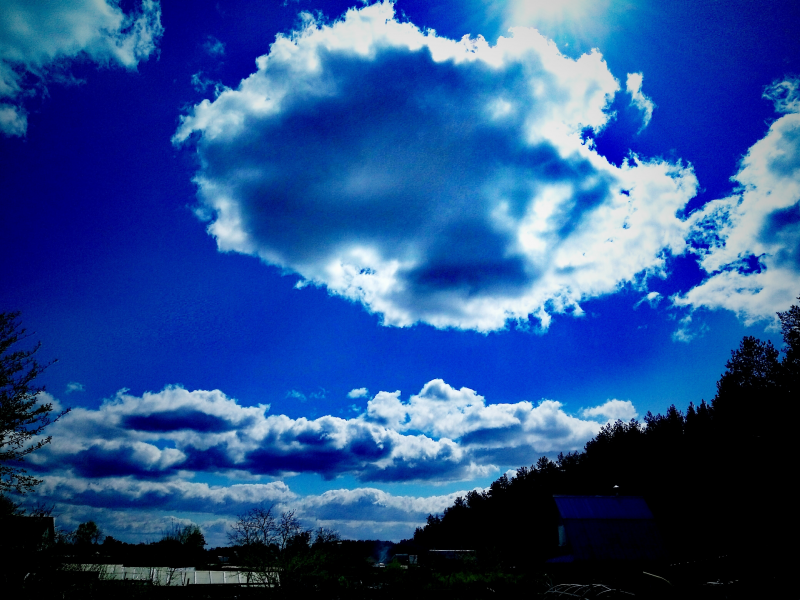 облака, природа, небо, голубой