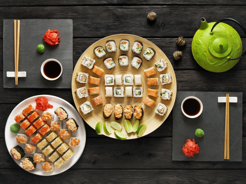 суши, sushi, роллы, соус, вассаби, имбирь, set, japanese food, палочки