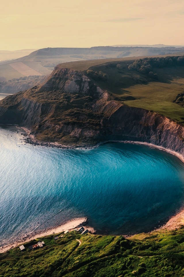 побережье, скалы, панорама, плато, вид сверху, море