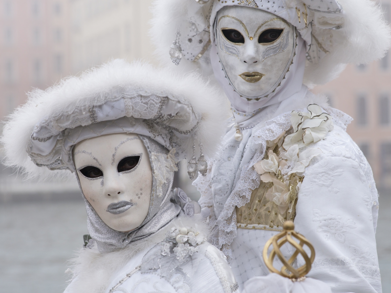 карнавал, костюмы, маски, белый, пара