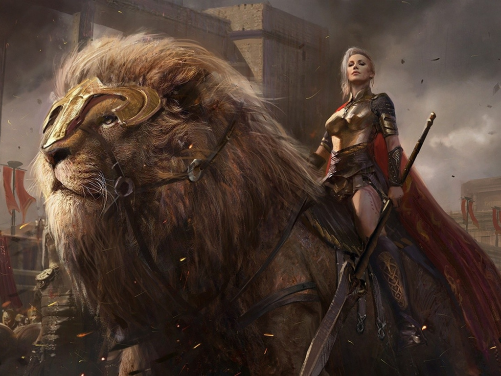 lion, power, army, ken, men, weapons, shield, swords, spears, sovereign, blades, giant lion, conquerors