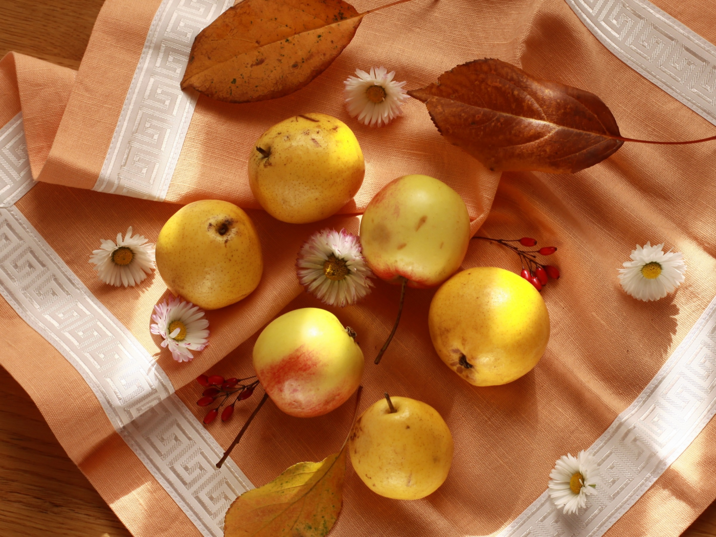 осень, яблоки, красиво, фрукты, натюрморт, груши, салфетка