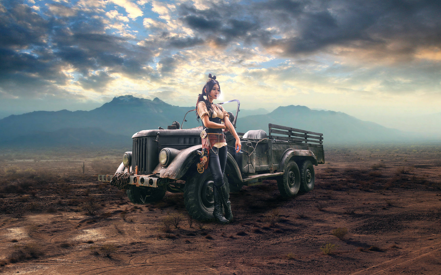 автомобиль, уаз, девушка, uaz, power, 6х6, girl, modificied, car, sun, sky, summer, see, indusrial, front, wide