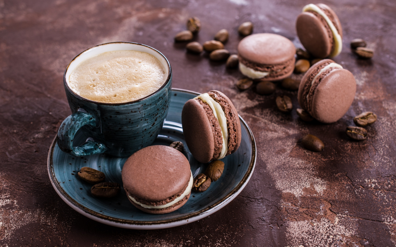 кофе, печенье, крем, десерт, выпечка, sweet, coffee cup, cookies, french, macaron, almond, макаруны