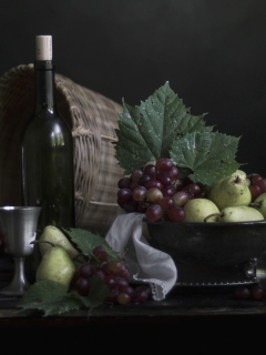 вино, виноград, фрукты, натюрморт, груши