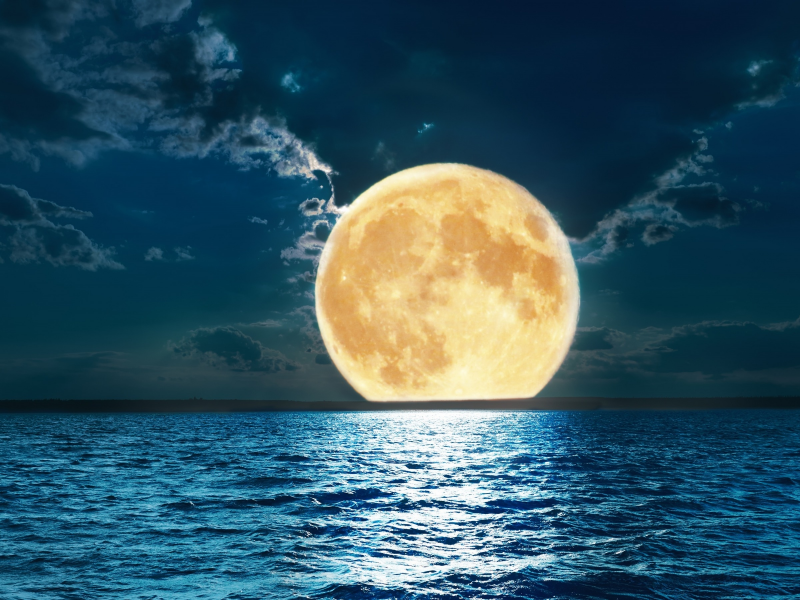 море, ночь, луна