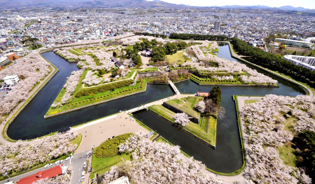 канал, парк, панорама, япония, дизайн