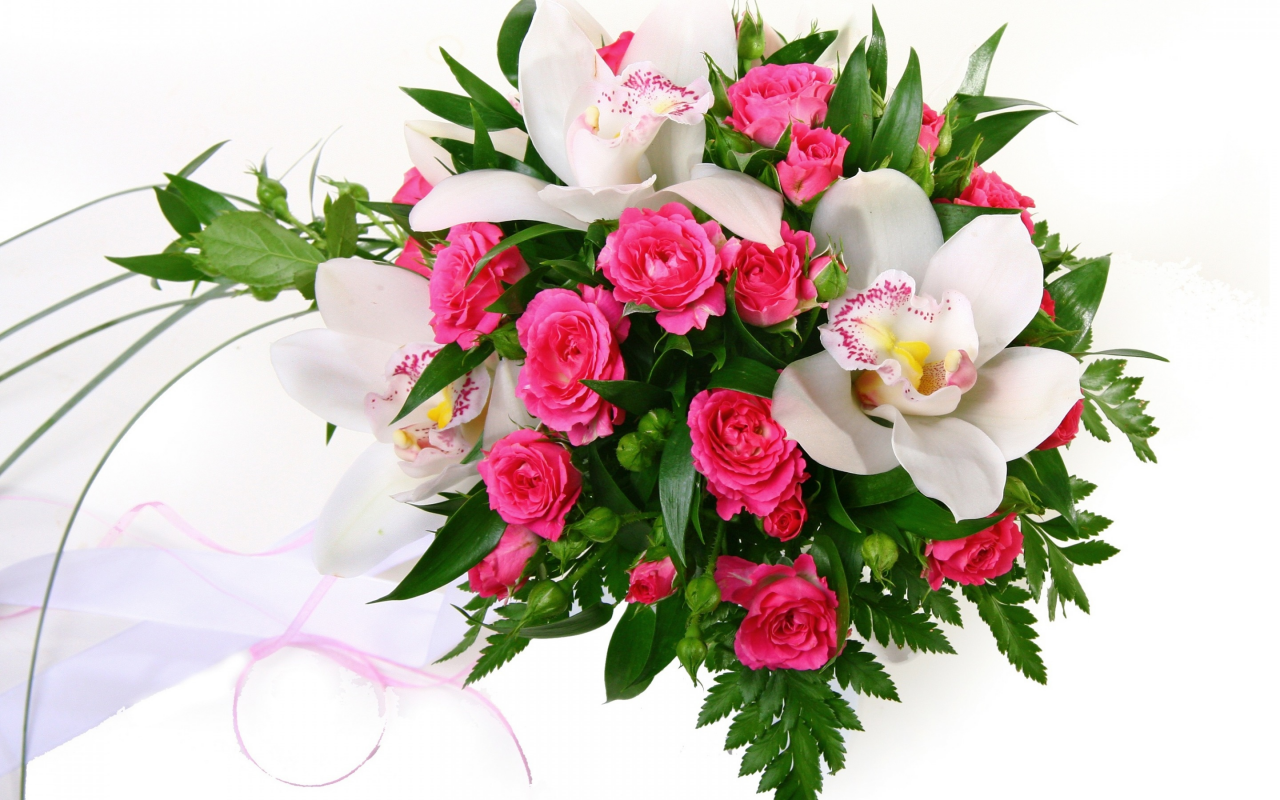 bouquets, розы, орхидеи, orchid, розовые, букет, roses