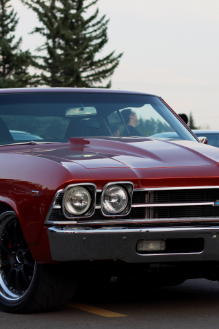 автомобиль, шевроле, chevrolet, chevelle, ss, 1969, american, muscle, musclecar, stance, power, car, sun, sky, summer, see, indusrial, front, red, wide