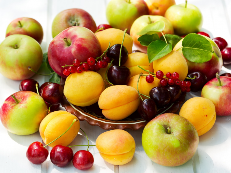 fruits, абрикосы, черешня, ягоды, berries, фрукты, смородина, яблоки