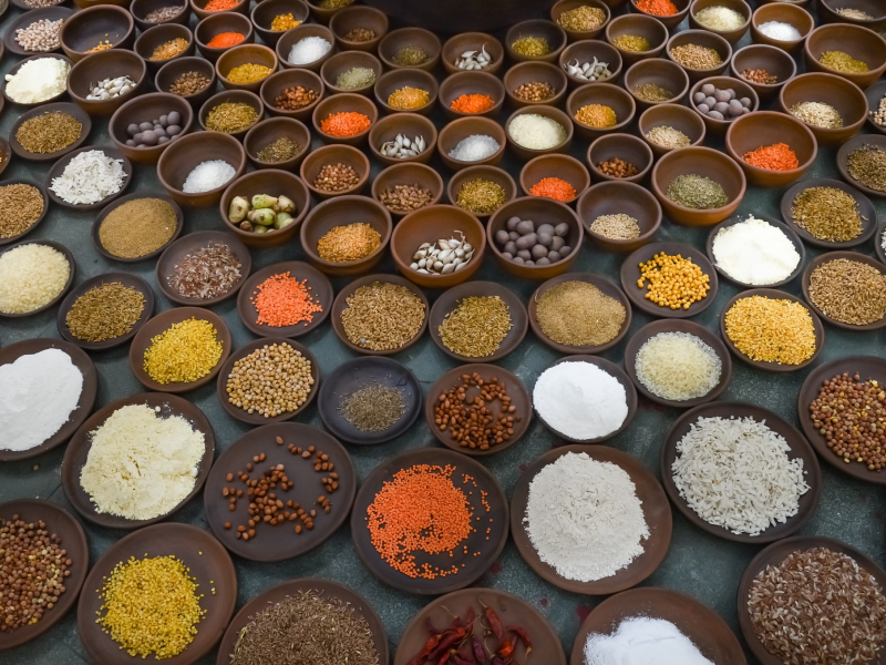 food, textures, spices