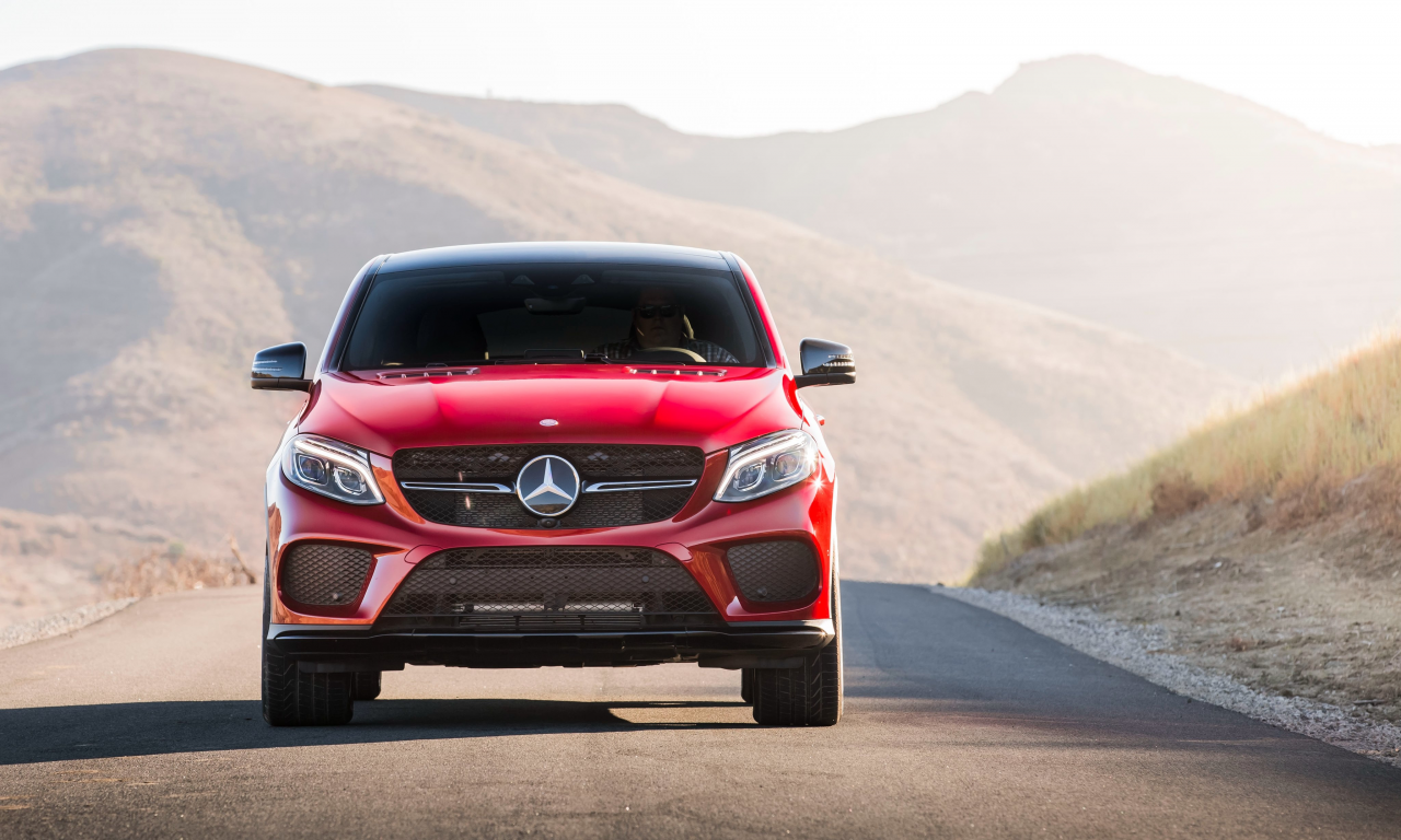 мерседес, mercedes, gle, 450, amg, 4matic, coupe, spez, suv, modern, power, mod, car, sun, sky, summer, see, indusrial, front, red, nice, wide