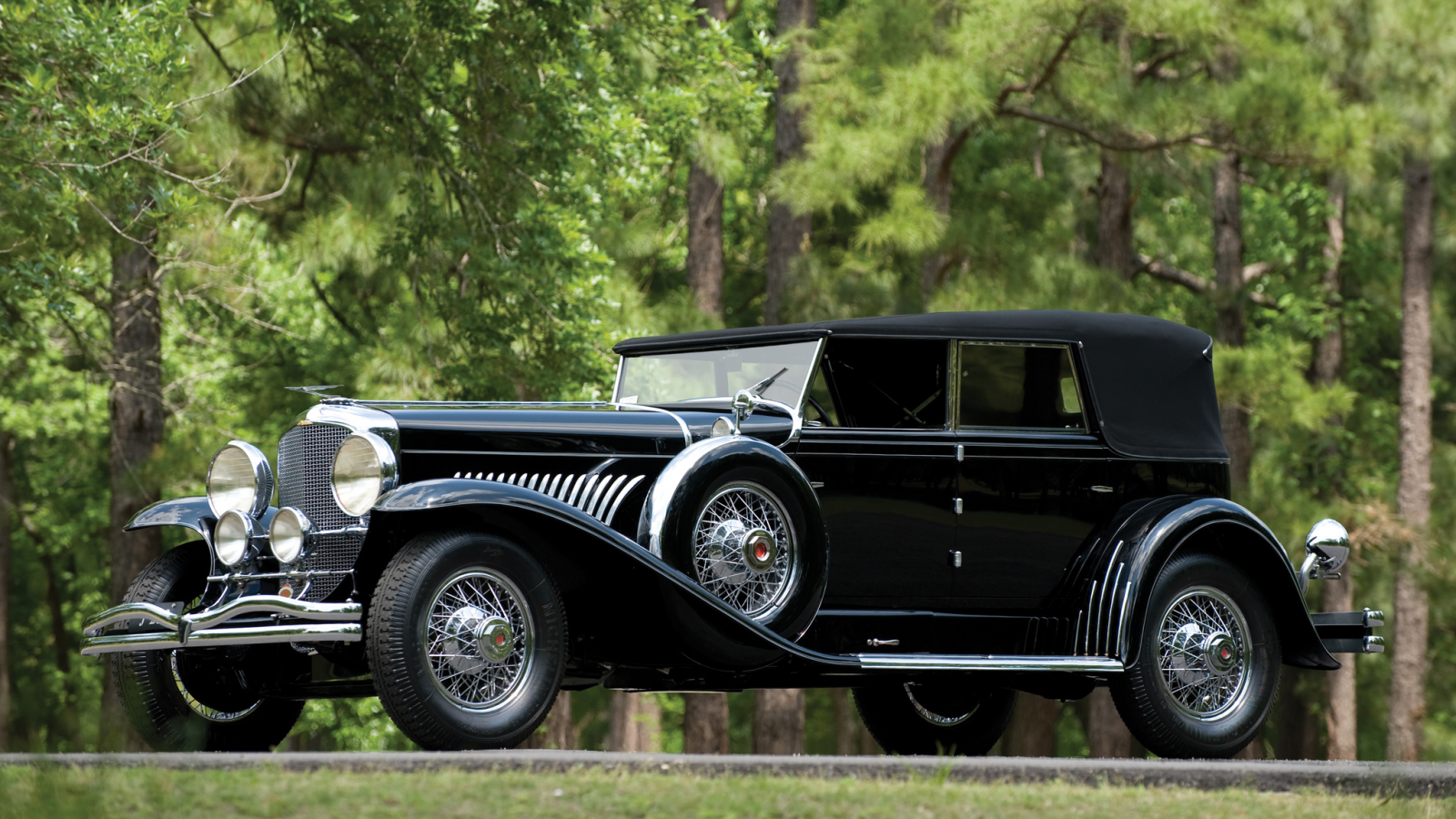 автомобиль, дузенберг, classic, duesenberg, model, j202, 1929, black, convertible, sedan, lwb, cowl, car, old, front, lebaron, luxury, retro, black, sun, summer, see, nice, wide
