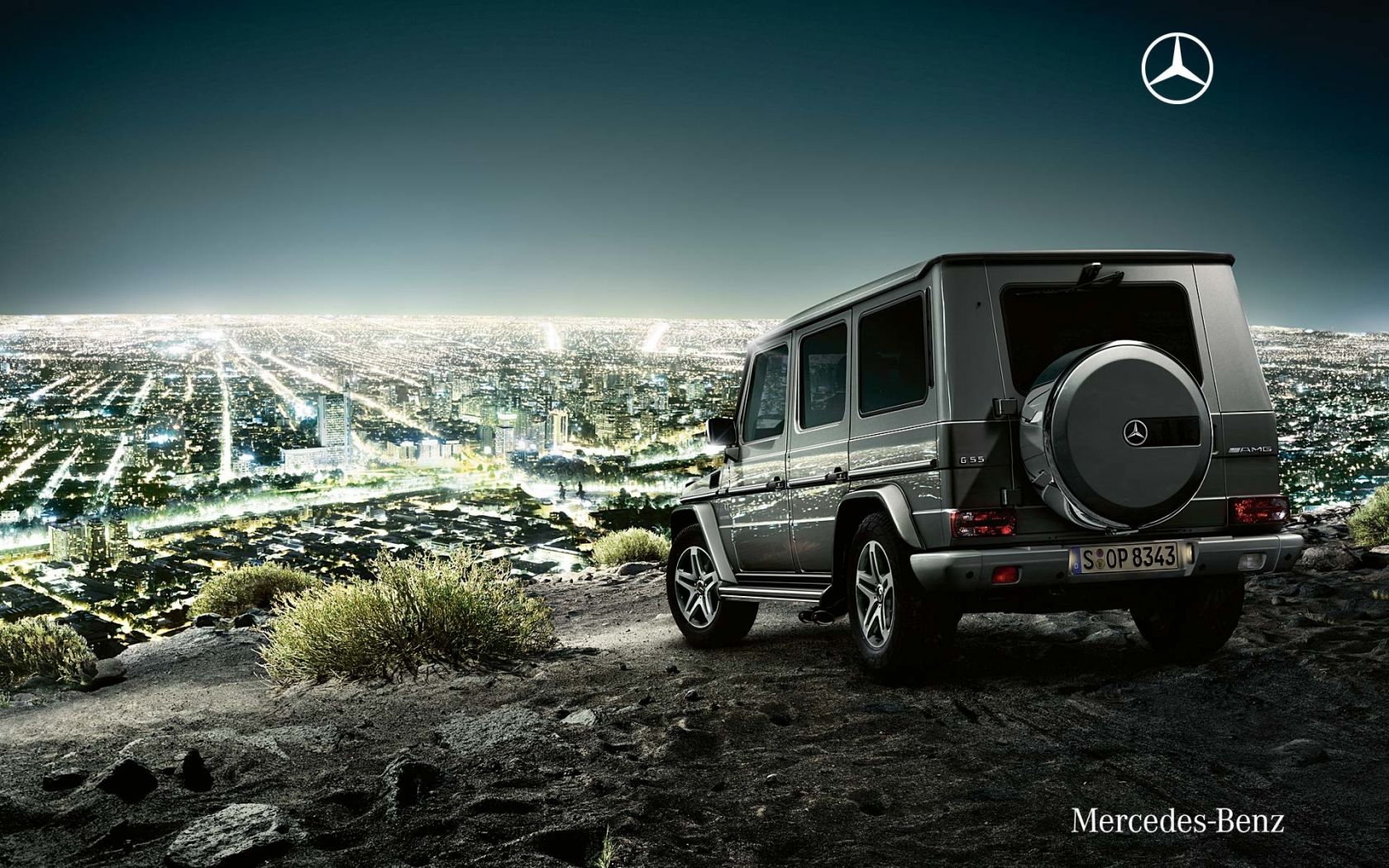 mercedes, g class, amg, гелик, ночь, город, горизонт, вид сзади