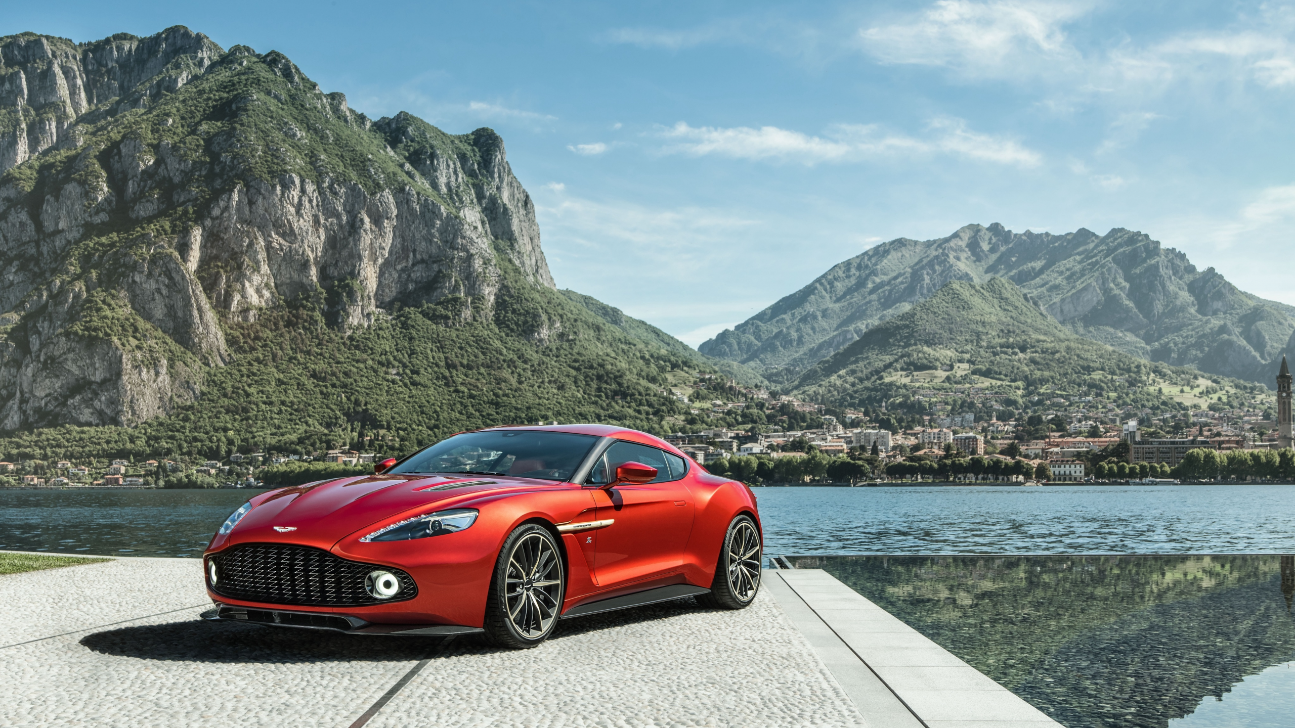 астон мартин, автомобиль, aston martin, aston, martin, vanquish, red, front, car, front, beach, wind, sun, solar, white see, eyes, nice, sky, white, nice, wide