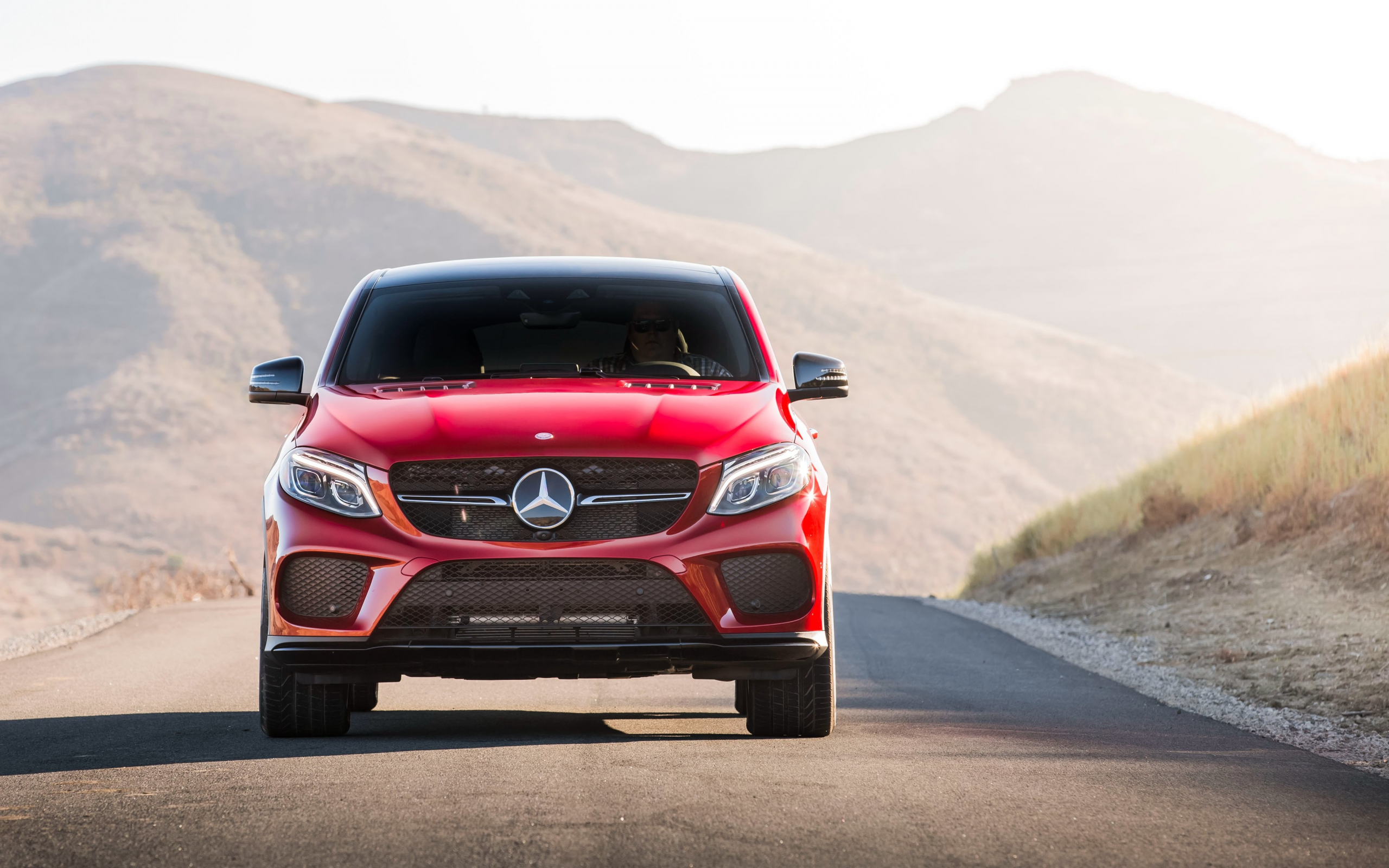 мерседес, mercedes, gle, 450, amg, 4matic, coupe, spez, suv, modern, power, mod, car, sun, sky, summer, see, indusrial, front, red, nice, wide