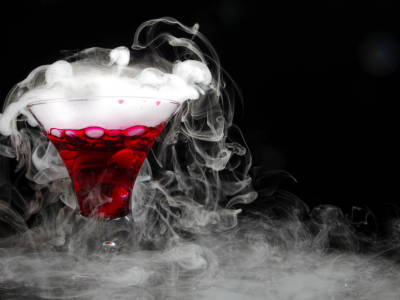 cocktail, drink, red, dryice