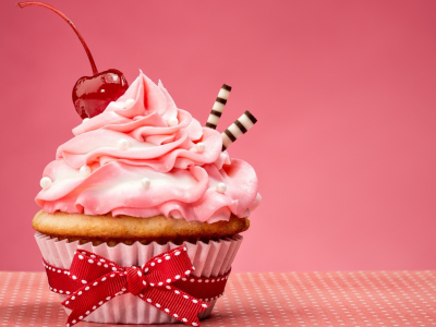 cake, cupcake, pink, cream, dessert, sweet, bantik