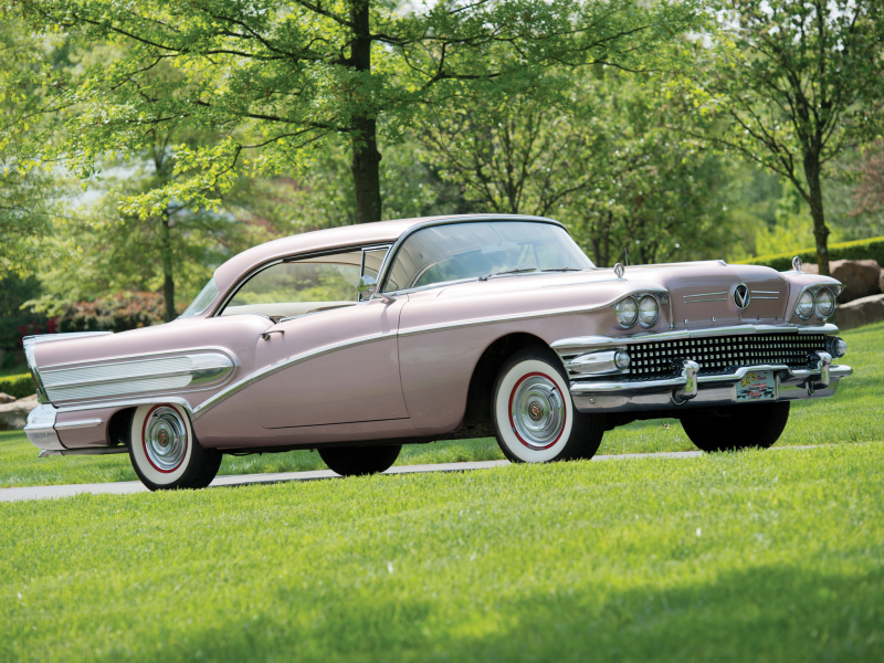 автомобиль, бьюик, buick, special, riviera, 46r, hardtop, 1958, grey, coupe, park, cowl, car, old, front, lebaron, luxury, retro, white, sun, summer, see, grass, meadow, nice, wide