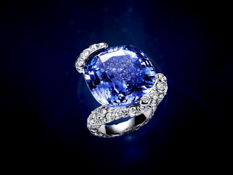 украшение, кольцо, diamond, камень, синий, сапфир