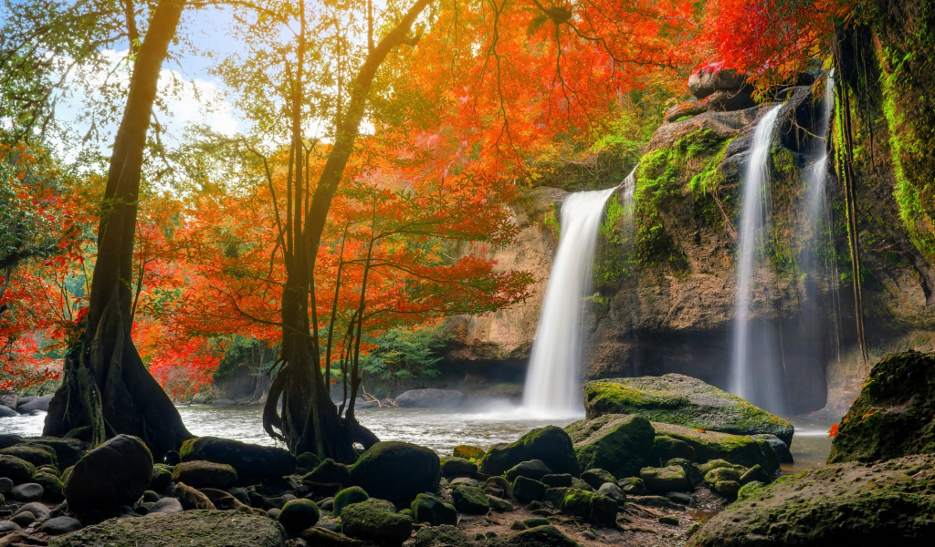 каскад, лес, nature, beautiful, река, вода, осень, waterfall, autumn, водопад, природа, forest, river