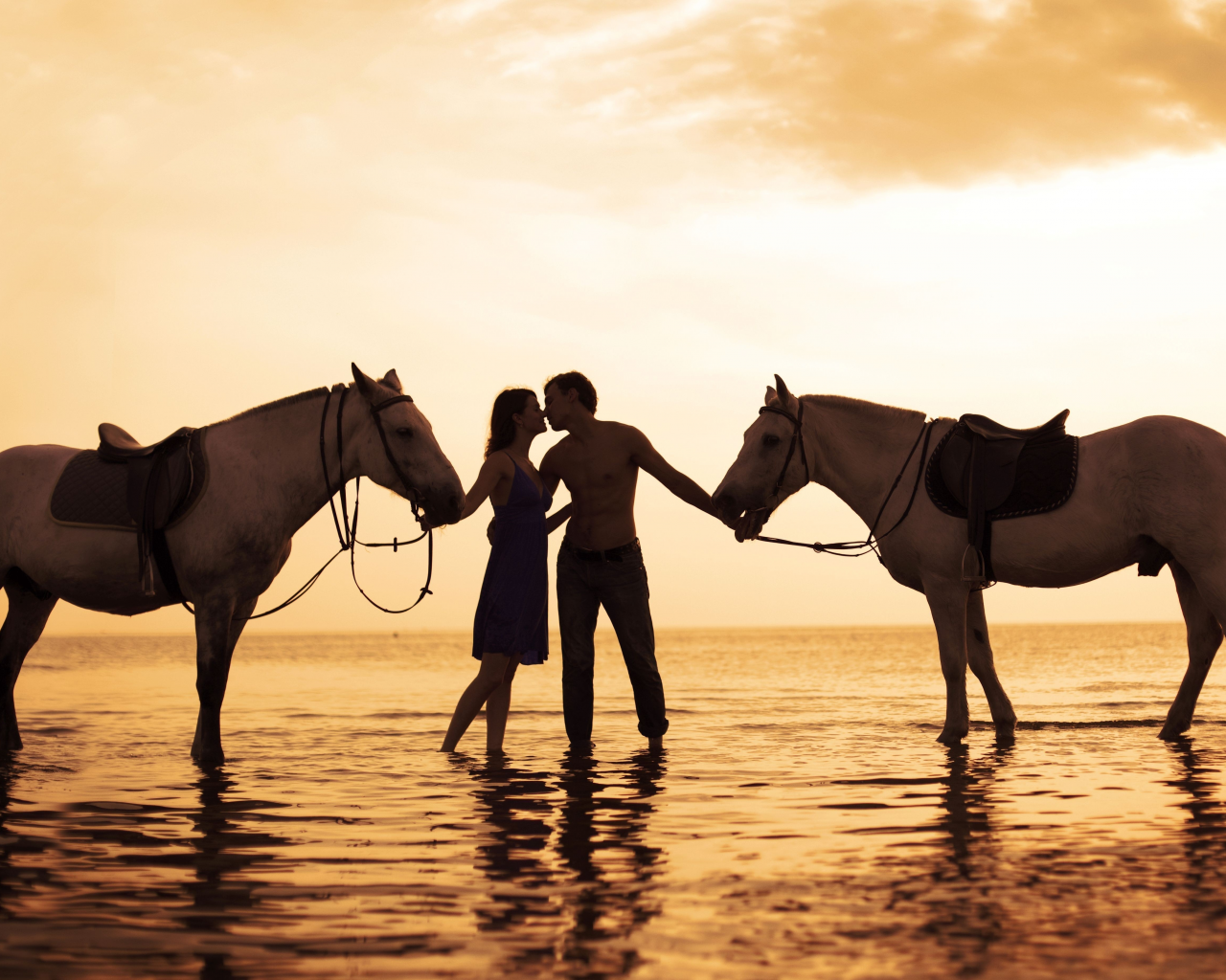 девушка, мужчина, поцелуй, пляж, лошади, horse, sunset, kiss, love, sea, beach, heart, sun, solar, light, summer, see, nice, wide