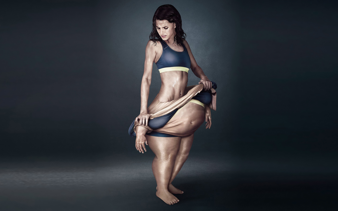 девушка, фитнес, girl, brunette, fitness, gym, front, transformation, transfiguration, from thick to slender, mjm, muscle, press, sila, power, body, nice, world, noon, shores, second, dark, room, aluren, see, wide