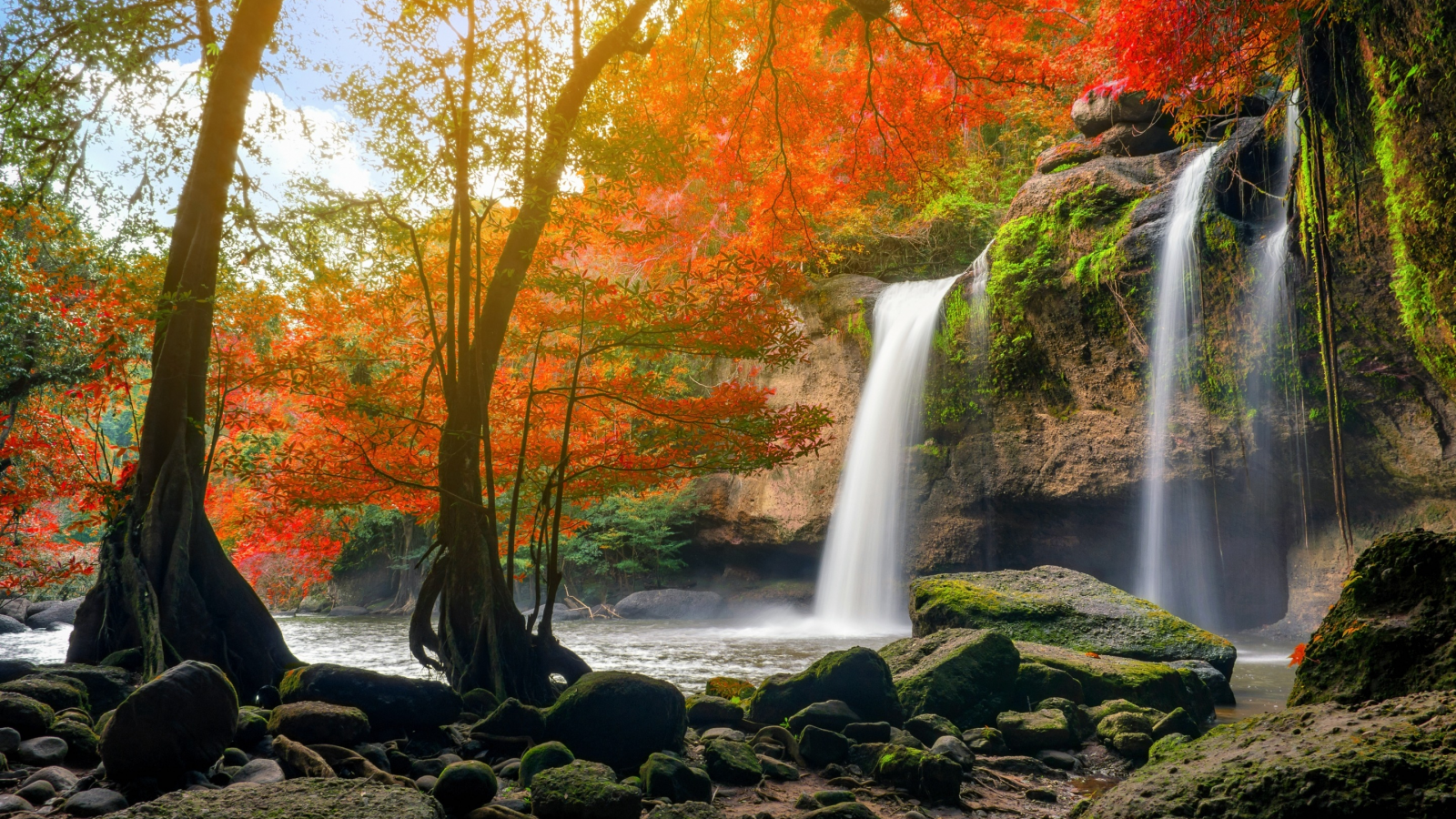 каскад, лес, nature, beautiful, река, вода, осень, waterfall, autumn, водопад, природа, forest, river