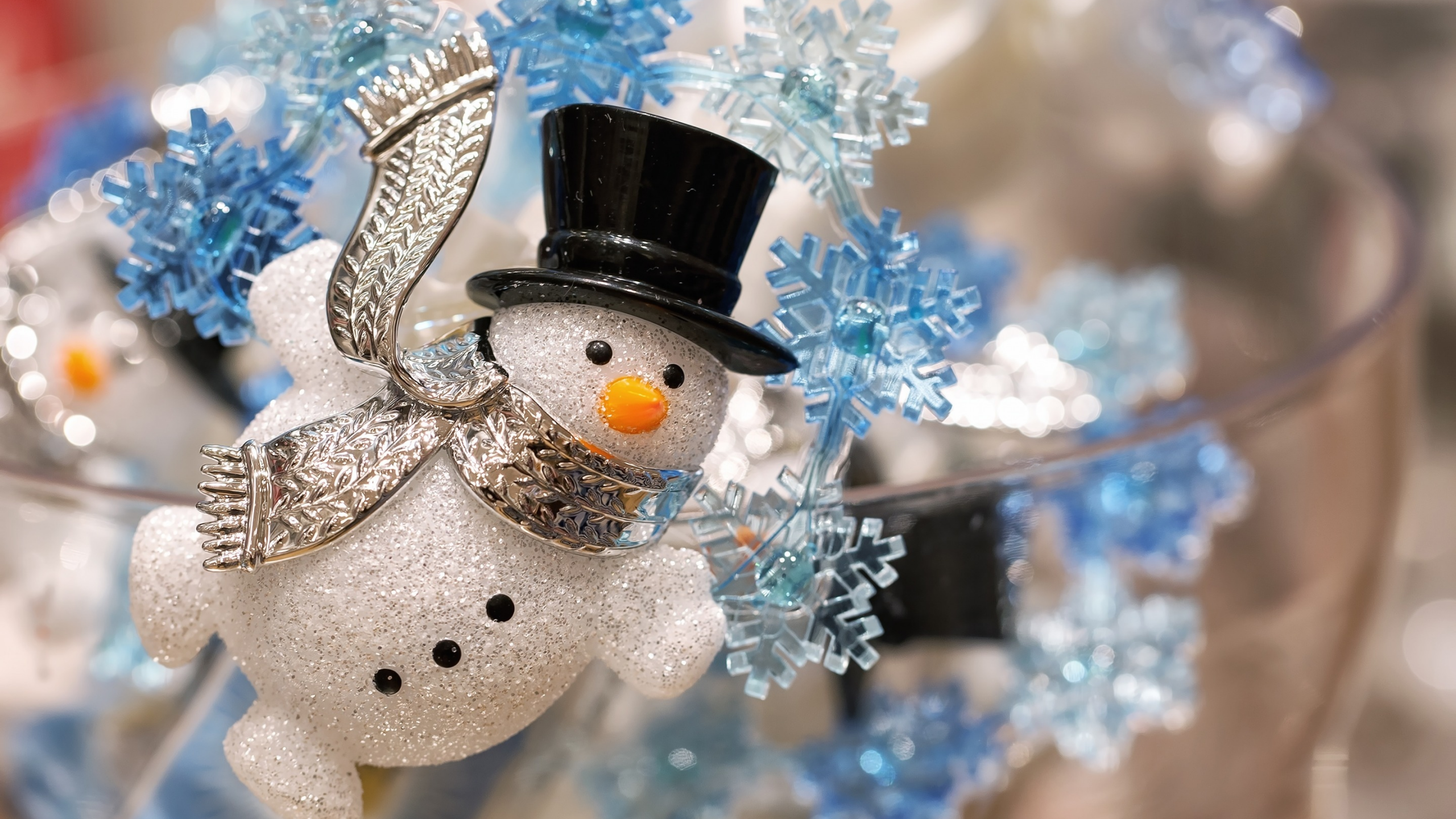 снежинки, рождество, новый год, украшение, декорация, снеговик