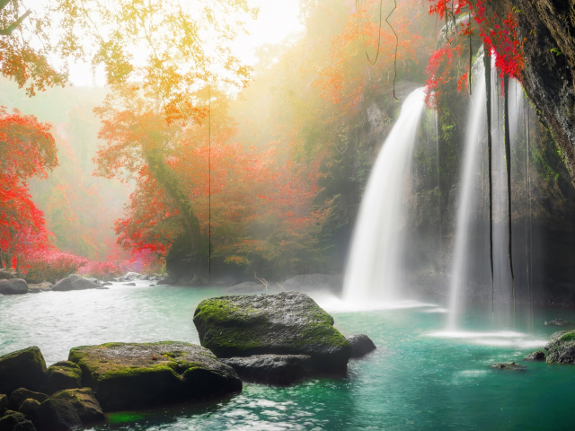 каскад, камни, осень, beautiful, река, лес, вода, waterfall, autumn, nature, деревья, водопад, природа, forest, river