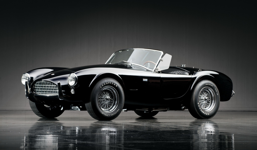 автомобиль, шелби, кобра, shelby, 289, cobra, 1963, front, black, garage, musclecar, power, car, sun, room, see, indusrial, dark, nice, wide