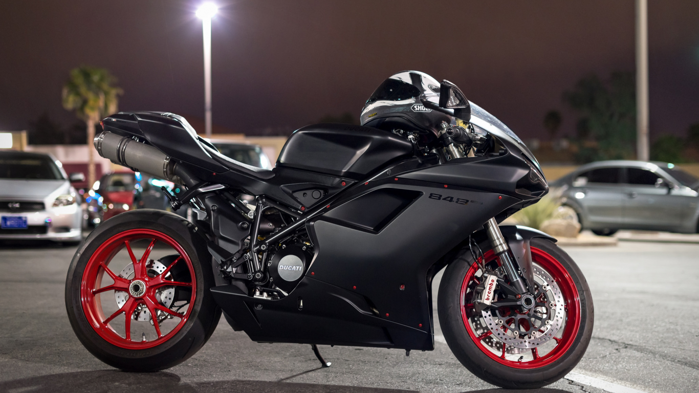 мотоцикл, дукати, motorcycle, ducati, 848, front, side, black, moto, motorbike, bike, storm, highball, see, dark, street, wide