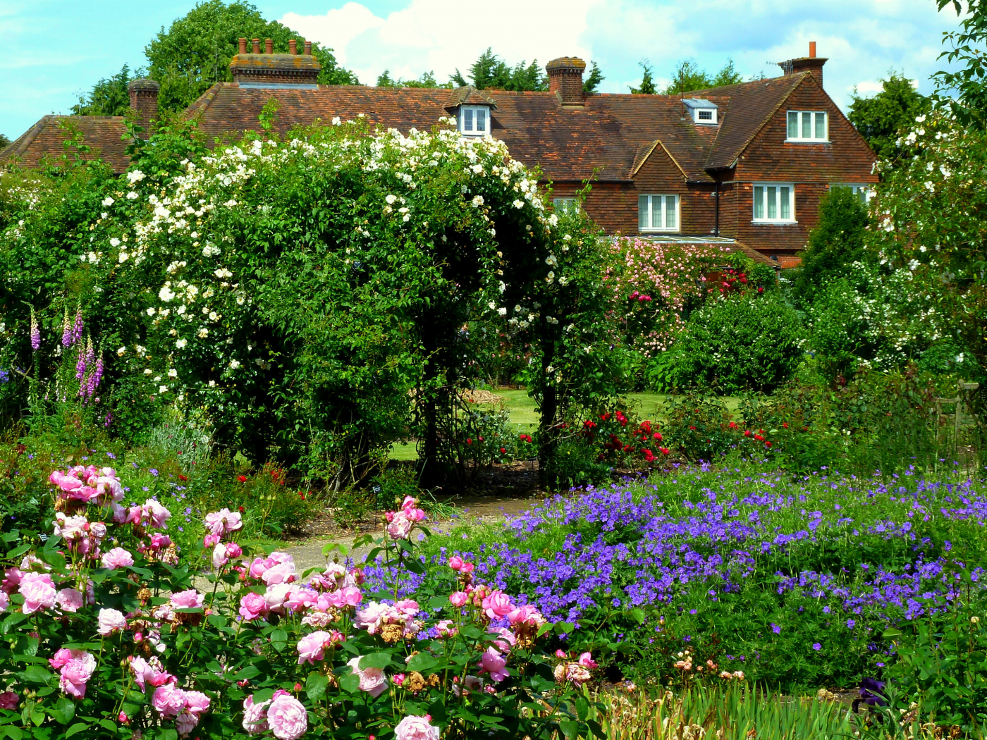 сад, английский, united, kingdom, houses, gardens, roses, chiswell green, day, light, sun, summer, nice, wide