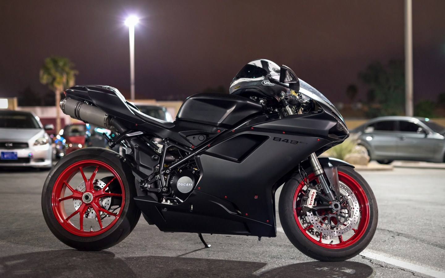 мотоцикл, дукати, motorcycle, ducati, 848, front, side, black, moto, motorbike, bike, storm, highball, see, dark, street, wide