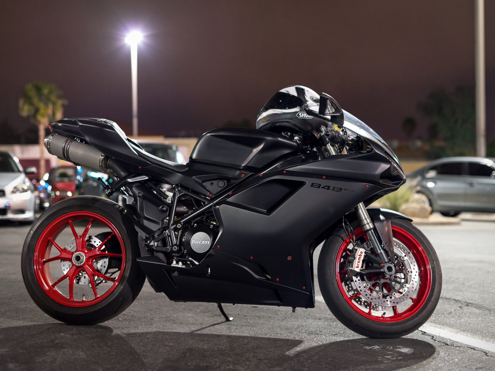 мотоцикл, дукати, motorcycle, ducati, 848, front, side, black, moto, motorbike, bike, storm, highball, see, dark, street, wide