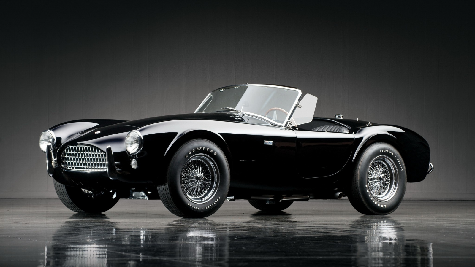 автомобиль, шелби, кобра, shelby, 289, cobra, 1963, front, black, garage, musclecar, power, car, sun, room, see, indusrial, dark, nice, wide