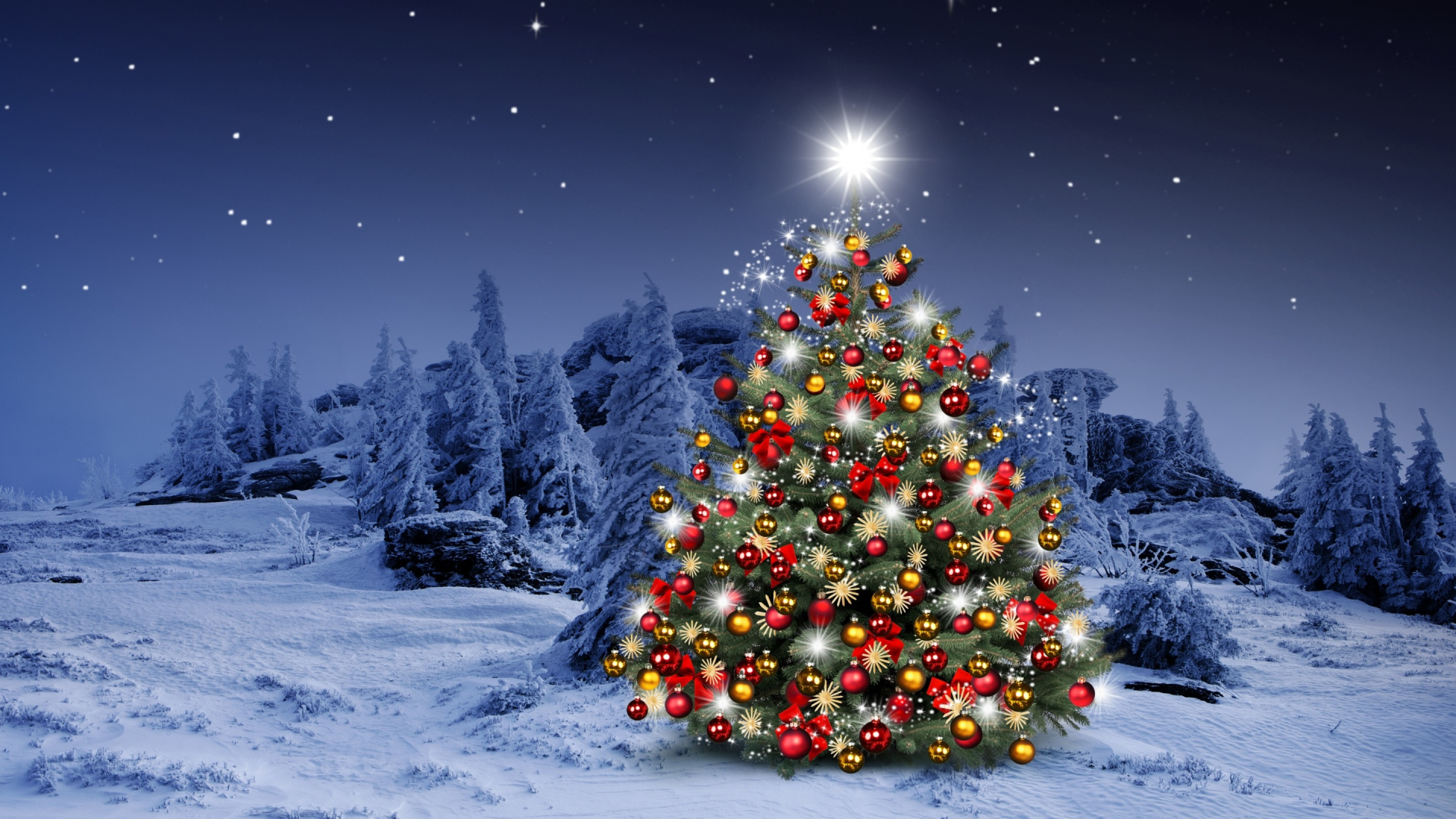шары, christmas tree, happy, украшения, елки, снег, decoration, night