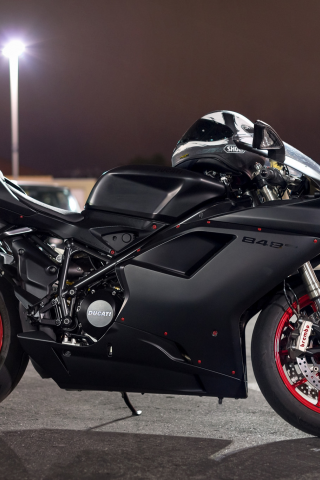 мотоцикл, дукати, motorcycle, ducati, 848, front, side, black, moto, motorbike, bike, storm, highball, see, dark, street, wide