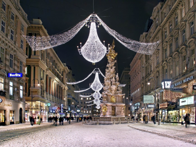 улица, зима, новый год, street, happy, holidays, xmas, new year, night, snow, tree, spruce, see, еu, winter, lights, nice, wide
